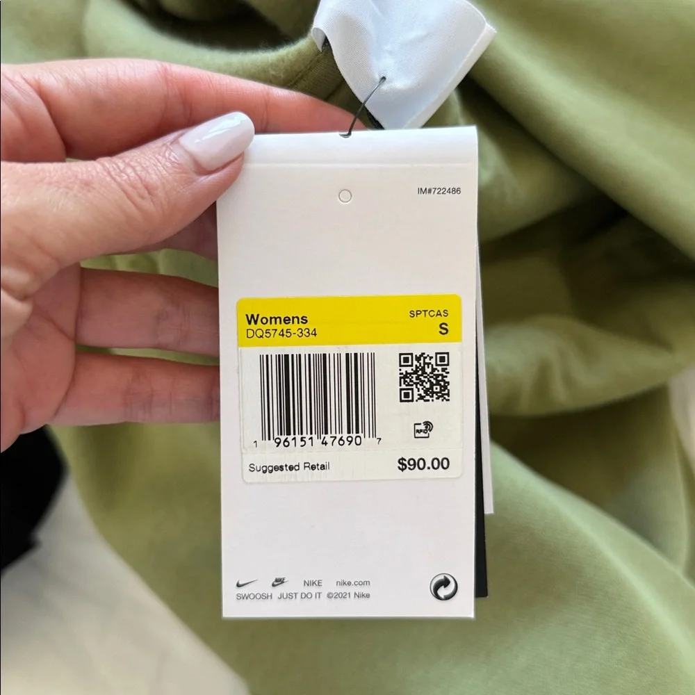 NWT Nike Olive Green Long Fleece Hoodie - Picture 2 of 2